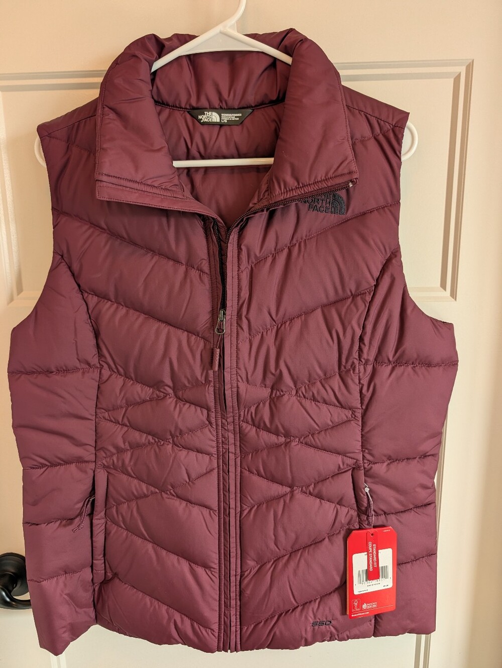The North Face Alpz Down Puffer Vest Women's Large Fig Red Maroon NWT